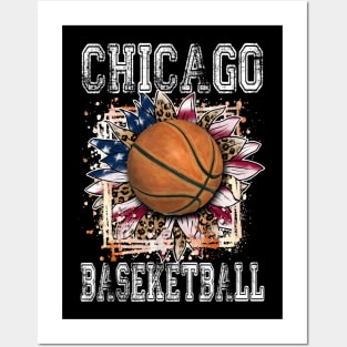American Flag Personalized Chicago Proud Name Basketball Posters and Art